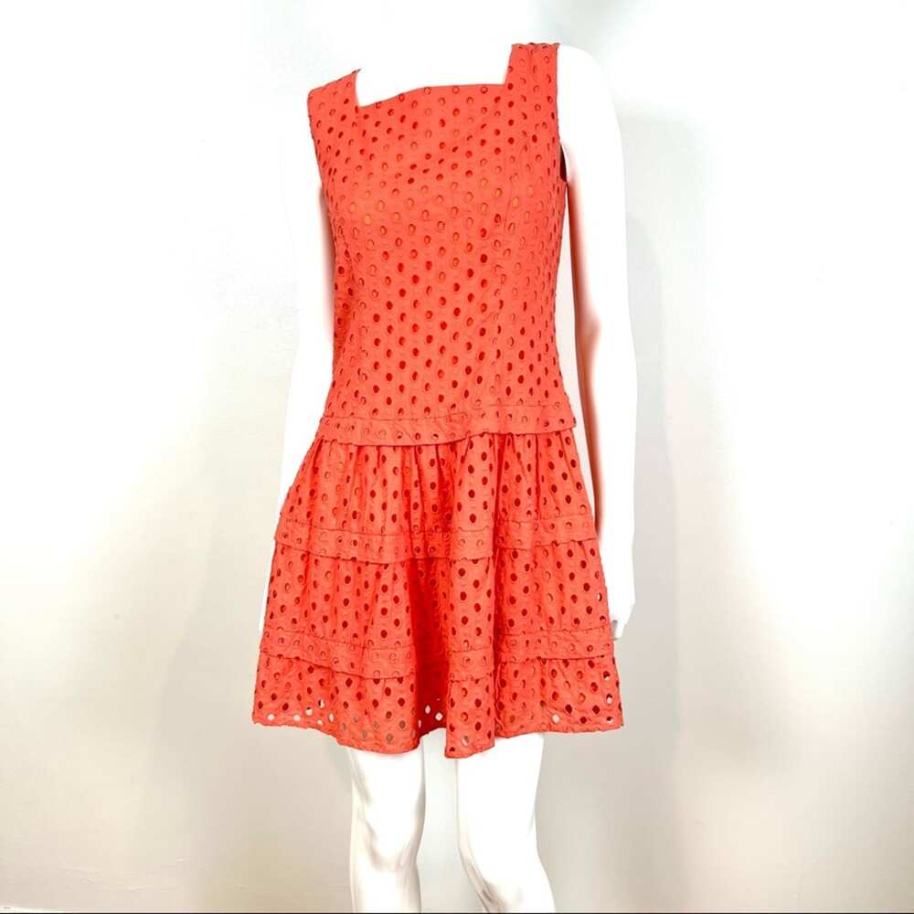 Sail to Sable Coral Eyelet Sleeveless Tiered Dress Size 4